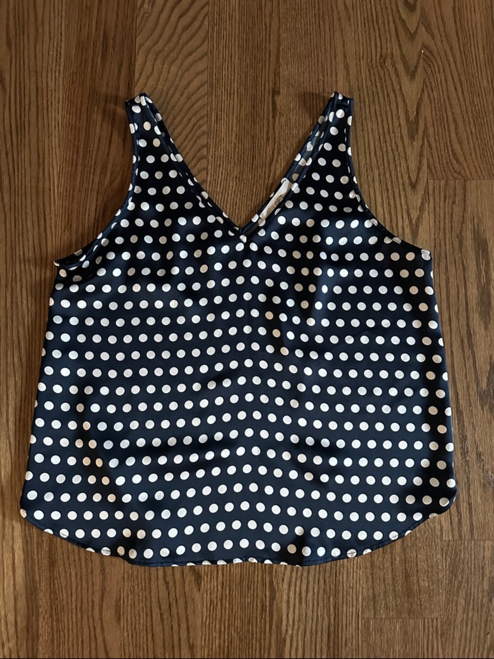 Polka Dot V-Neck Cami Tank Top - Navy and White